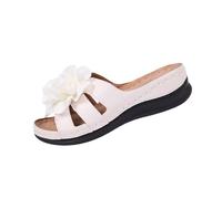 Jhebecneks Womens Wedge Sandals Open Toe Flower Orthopedic Sandals Womens Arch Support Summer Slip Wide Fit Ladies Walking Sandal Slip on Platform Shoes Casual Beach Comfy Sliders Sport Wedges Shoes