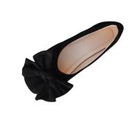 Jhebeks Black Loafers Shoes for Women Solid Color Women Ballet Flats Foldable Bowtie Comfort Pointed Toe Slip On Ballerina Ladies Casual Comfort Loafers Lightweight Outdoor Breathable Shoes Size 5.5