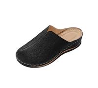 Jhebeks Black Slippers for Women Summer Versatile Closed Toe Plus Size Shoes Spring Trendy Soft Soled Wedge Heel Breathable Embroidered Loafers Cute Casual Outdoor Breathable Sandals Size 7