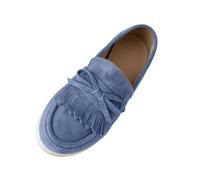 Jhebeks Blue Ladies Shoes Solid Color Women Ballet Flats Foldable Bowtie Comfort Pointed Toe Slip On Ballerina Ladies Casual Comfort Loafers Lightweight Outdoor Breathable Shoes Size 5.5