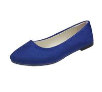 Jhebeks Blue Summer Shoes for Women Uk Ballet Flats Womens Simple Casual Flat Shoes Solid Color Pumps Ladies Ballet Ballerina Office Comfort Pointed Toe Slip On Footwear for Wedding Party Size 6.5