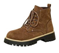 Jhebeks Brown Ankle Boots for Women Uk Chunky Low Heel Waterproof Ankle Boots Fall Winter Soft Sole Ladies Work Shoes Non-slip Sole Outdoor Walking Booties for Holiday Outdoor Size 7