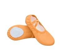 Jhebeks Brown Ballet Shoes for Girls Full Sole Split Sole Flat Gymnastics Dancing Shoes for Dance Solid Color Lightweight Breathable Elastic Footwear Training and Performance 10.5 Years