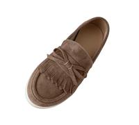 Jhebeks Brown Shoes for Women Uk Solid Color Women Ballet Flats Foldable Bowtie Comfort Pointed Toe Slip On Ballerina Ladies Casual Comfort Loafers Lightweight Outdoor Breathable Shoes Size 3.5
