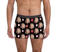 Jhebeks Custom Underwear with Face on Them, Personalized Boxers for Men Women, Valentine's Day Present for Him Boyfriend Husband, Honeymoon Vacation (UK, Alpha, 3XL, Regular, Regular, E)