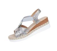 Jhebeks Light Blue Wedge Sandals for Women Thick Bottom Thick Heel Sandals with Crossover Buckle Strap Summer Casual Outdoor Womens Shoes Wedge Support Open Toe Breathable Ladies Shoes Size 4