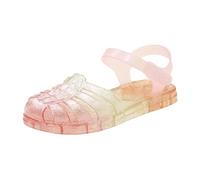Jhebeks Orange Girls Sandals Soft Soled Comfortable Crystal Gradient Hollow Out Summer Beach Shoes Non-Slip Kids Jelly Sandals with Buckle Strap Holiday Beach Pool Wear Childrens Shoes Size 7