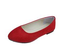 Jhebeks Red Flat Shoes for Women Uk Ballet Flats Womens Simple Casual Flat Shoes Solid Color Pumps Ladies Ballet Ballerina Office Comfort Pointed Toe Slip On Footwear for Wedding Party Size 3.5