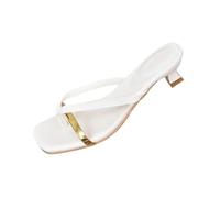 Jhebeks White Women's Flip Flops Flat Lightweight Soft Sole Slim Sandals Non Slip Flip Flops Comfortable Summer Beach Walking Cushion Sandals Slip On Indoor Outdoor for Shower Bathroom Size 5.5