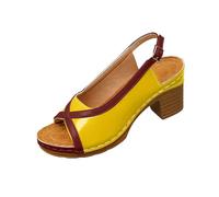 Jhebeks Yellow Summer Shoes for Women Uk Thick Bottom One-Strap Thick Heel Wedge Sandals with Buckle Strap Soft Sole Comfortable Lightweight Womens Shoes Open Toe Breathable Ladies Shoes Size 7