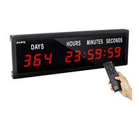 Jhering LED Countdown Clock with Remote, Days Hours Minutes and Seconds, Digital Wall Clock 1.8" 9 Digits(Red)