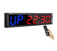 Jhering LED Interval Training Timer, Gym Timer, Count Down/Up Clock, Stopwatch, Workout Timer with Remote for Home Gym Fitness Tabata 4" 6 Digits(Blue/Red)