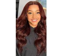 JHHJK 13 * 4 * 1 T Part Lace Wig, 33# Reddish Brown Body Wave Human Hair, 150%/180%/250% Density 8-28 Inch 160-320g(180% density,16 inch)