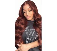 JHHJK 4 * 4 * 1 T Part Lace Wig, 33# Reddish Brown Body Wave Human Hair, 150%/180%/250% Density, 8-28 Inch 160-320g(250% density,26 inch)