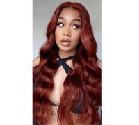 JHHJK 4 * 4 Lace Closure Wig, 33# Reddish Brown Body Wave Human Hair, 150%/180%/250% Density 8-28 Inch 160-320g(250% density,28 inch)