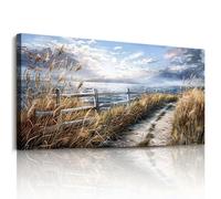 JHHUAMO Canvas Wall Art Large, Natural Sea Landscape Pictures, Frameless Modern Painting, Coastal Wall Decorations for Living Room Bedroom Garden Hallway Office Gallery 20"x40"