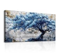 JHHUAMO Large Canvas Picture, 59 x 119 cm, L, Decorative Painting for the Living Room with Blue Tree View, Wall Decoration, Bedroom Painting, Desktop, Bathroom, Office, Room, Dining Room