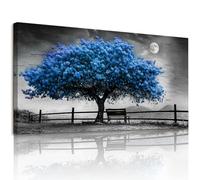 JHHUAMO Large Canvas Picture, 59 x 119 cm, L, Decorative Painting for the Living Room with Blue Tree View, Wall Decoration, Bedroom Painting, Desktop, Bathroom, Office, Room, Dining Room