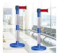 JHIAADEY Line Stanchions,Crowd Stanchions,Queue Line Stanchions,Dividing Queuing Areas To Control Crowd Flow Is Suitable For Airports,Exhibitions,Events,Conferences(Blue+White,5M/16.4FT)