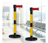 JHIAADEY Line Stanchions,Crowd Stanchions,Queue Line Stanchions,Dividing Queuing Areas To Control Crowd Flow Is Suitable For Airports,Exhibitions,Events,Conferences(Black+Yellow,3M/9.8FT)