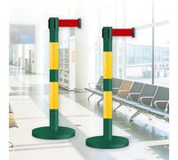 JHIAADEY Line Stanchions,Crowd Stanchions,Queue Line Stanchions,Dividing Queuing Areas To Control Crowd Flow Is Suitable For Airports,Exhibitions,Events,Conferences(Green+Yellow,5M/16.4FT)