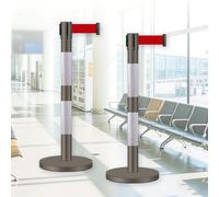 JHIAADEY Line Stanchions,Crowd Stanchions,Queue Line Stanchions,Dividing Queuing Areas To Control Crowd Flow Is Suitable For Airports,Exhibitions,Events,Conferences(Coffee+White,5M/16.4FT)
