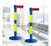 JHIAADEY Line Stanchions,Crowd Stanchions,Queue Line Stanchions,Dividing Queuing Areas To Control Crowd Flow Is Suitable For Airports,Exhibitions,Events,Conferences(Blue+Light Green,2M/6.5FT)