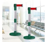 JHIAADEY Line Stanchions,Crowd Stanchions,Queue Line Stanchions,Dividing Queuing Areas To Control Crowd Flow Is Suitable For Airports,Exhibitions,Events,Conferences(Green+White,2M/6.5FT)