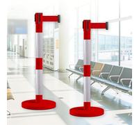 JHIAADEY Line Stanchions,Crowd Stanchions,Queue Line Stanchions,Dividing Queuing Areas To Control Crowd Flow Is Suitable For Airports,Exhibitions,Events,Conferences(Red+White,2M/6.5FT)