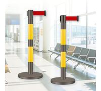 JHIAADEY Line Stanchions,Crowd Stanchions,Queue Line Stanchions,Dividing Queuing Areas To Control Crowd Flow Is Suitable For Airports,Exhibitions,Events,Conferences(Coffee+Yellow,5M/16.4FT)