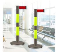 JHIAADEY Line Stanchions,Crowd Stanchions,Queue Line Stanchions,Dividing Queuing Areas To Control Crowd Flow Is Suitable For Airports,Exhibitions,Events,Conferences(Coffee+Light Green,5M/16.4FT)