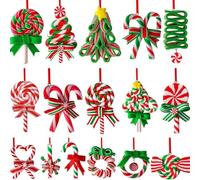 JHIALG 16Pcs Candy Cane Christmas Decorations, Wooden Hanging Pendant, Ornaments Color Ornaments, Party Tree For Xmas
