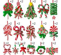 JHIALG 32Pcs Candy Cane Christmas Decorations, Wooden Hanging Pendant, Ornaments Ornaments, Party For Xmas Tree Color