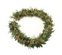 JHIALG 6FT Pre-lit Christmas Cedar Garland, Realistic Cedar Garland with Pinecone Real For Fire Lighted Pine, Norfolk Cypress