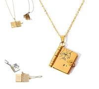 JHIALG for Daughter-My Incredible Book Necklace, Adjustable Silver 18k Gold Book Necklaces with 6 Pages of Engraved Information,to My Daughter Necklace from Mom and Dad Openable