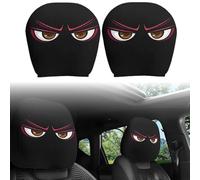 JHIALG Funny Cartoon Car Headrest Covers, Cute Funny Cartoon Big Eyes Car Headrest Covers, Universal Automobile Elastic Head Rest Protector, for Auto Front Seat Rest Decoration