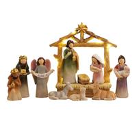 JHIALG Nativity Set Indoor - 12 Pieces Christmas Manger Nativity Set, Nativit-y Sets Figures Resin Manger, with Nativit-y, & Scene