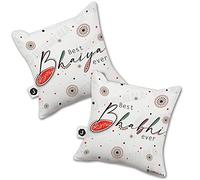 Jhingalala Gift for Bhaiya Bhabhi | Best Bhaiya-Bhabhi Ever Printed Cushions with Filler, Combo Gifts Pack for Brother in Law, Sister in Law for Anniversary and Raksha Bandhan