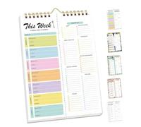 JHIYUUP Shrewdful Handmade Bound Weekly Detachable Diet Plan Sheet, Weekly Meal Planner Notebook, Meal Planning Notepad, 52 Sheets Double Helix Tear-Off Shopping List