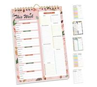 JHIYUUP Shrewdful Handmade Bound Weekly Detachable Diet Plan Sheet, Weekly Meal Planner Notebook, Meal Planning Notepad, 52 Sheets Double Helix Tear-Off Shopping List