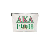 JHJEWH AKA Sorority Gifts for Women, Pink and Green Sister Makeup Bags,Greek Sorority Cosmetic Bags,Waterproof Linen Toiletry Zipper Pouch,Black Sorority Gifts for Women Christmas Birthday