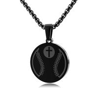 JHJEWH Baseball Cross Sports Pendant Necklace,Baseball Bible Verse Luke 4:13 Athletes Necklace for Men Women,Stainless Steel Necklace Chain,Jewelry Gift for Men Women,Team Coach Gift, One Size, Alloy