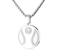 JHJEWH Baseball Cross Sports Pendant Necklace,Baseball Bible Verse Luke 4:13 Athletes Necklace for Men Women,Stainless Steel Necklace Chain,Jewelry Gift for Men Women,Team Coach Gift, One Size, Alloy