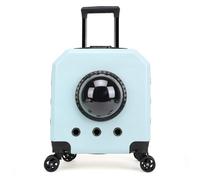 JHJGYBO Pet Carrier on Wheels Pet Trolley Case, Pet Outing Backpack, Outdoor Pet Trolley Case, Dual-Purpose Trolley + Double Shoulders(Light Blue)