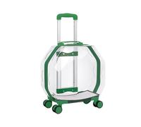 JHJGYBO Pet Carrier on Wheels Transparent Outdoor Box Pet Rolling Carrier Trolley Case, Portable Pet Trolley Case, Pet Suitcase(Green,A)