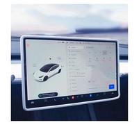Jhkfbgdqjh Navigation Protective Film For Tesla For Model 3 Y For Highland Silicone Rear View Mirror Rubber Case Center Console Protective Accessories Screen Frame Protector(Screen Frame White)