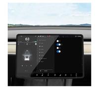 Jhkfbgdqjh Navigation Protective Film For Tesla For Model 3 Y For Highland Silicone Rear View Mirror Rubber Case Center Console Protective Accessories Screen Frame Protector(Screen Frame Black)