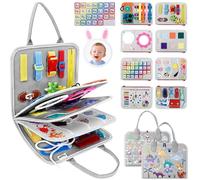 JHkim Busy Board Montessori Toys for 1 2 3 4 Year Old Boy Girl Gifts, Autism Sensory Travel Toys for Toddlers, Educational Activity Sensory Board Preschool Learning Fine Motor Skills Toys, Gray