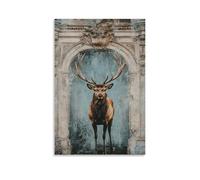 JHKJTK Exquisite Canvas Wall Art Picture Print-Vintage Animal Poster with Majestic Stag Modern Family Room Decor 12x18inch(30x45cm)