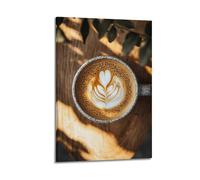 JHKJTK Exquisite Modern Family Canvas Wall Art Picture Print Photo Album-Minimalist Coffee Latte Art Poster with Beautiful Heart - Leaf Design 20x30inch(50x75cm)